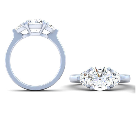 1.6 Total Carats Ring 3 Stones, Brilliant Round Cut, F Color, VS1 Clarity  in Platinum  Model: J464