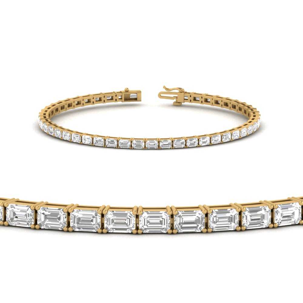 4.93 Total Carats Bracelet Tennis, Emerald Cut, F Color, VS2 Clarity  in 14K Yellow Gold Gold  Model: J46