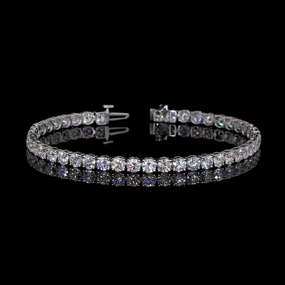 9.2 Total Carats Bracelet Tennis, Brilliant Round Cut, E Color, VS1 Clarity  in 14K White Gold  Model: J12