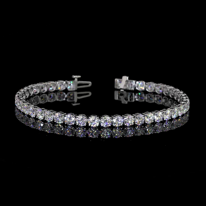 9.18 Total Carats Bracelet Tennis, Brilliant Round Cut, F Color, VS1 Clarity  in 14K White Gold  Model: J11