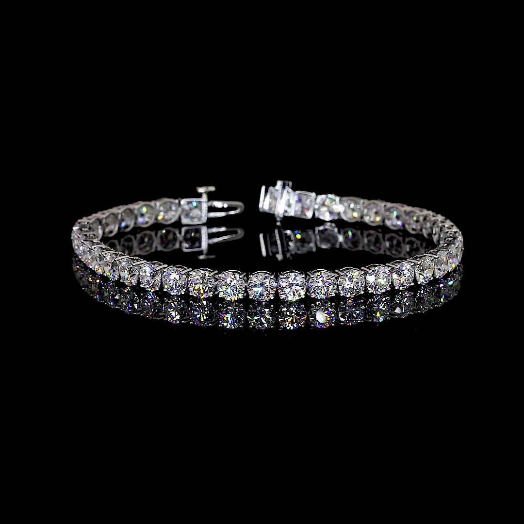 11 Total Carats Bracelet Tennis, Brilliant Round Cut, E Color, VS1 Clarity  in 14K White Gold  Model: J18