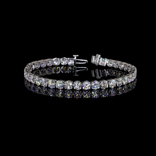 11 Total Carats Bracelet Tennis, Brilliant Round Cut, E Color, VS1 Clarity  in 14K White Gold  Model: J19