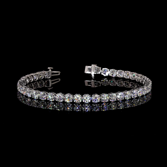 9.24 Total Carats Bracelet Tennis, Brilliant Round Cut, F Color, VS1 Clarity  in 14K White Gold  Model: J13