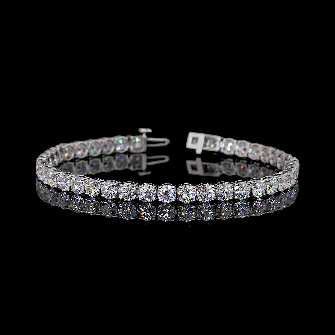 11.05 Total Carats Bracelet Tennis, Brilliant Round Cut, F Color, VS1 Clarity  in 14K White Gold  Model: J20