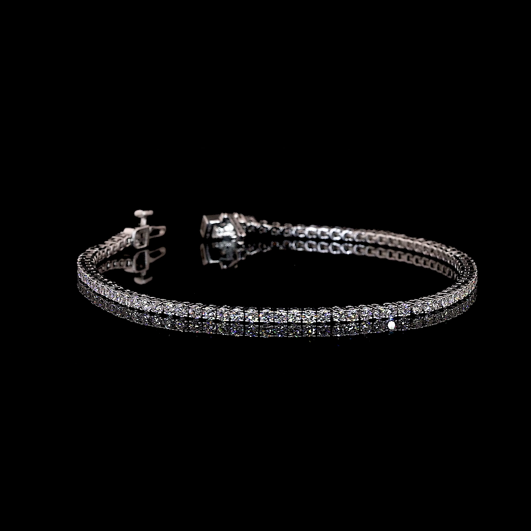 2.11 Total Carats Bracelet Tennis, Brilliant Round Cut, F Color, VS2 Clarity  in 14K White Gold  Model: J2