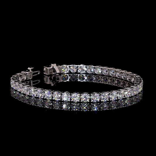 10.11 Total Carats Bracelet Tennis, Brilliant Round Cut, E Color, VS1 Clarity  in 14K White Gold  Model: J16