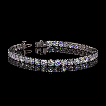 10.05 Total Carats Bracelet Tennis, Brilliant Round Cut, F Color, VS2 Clarity  in 14K White Gold  Model: J15