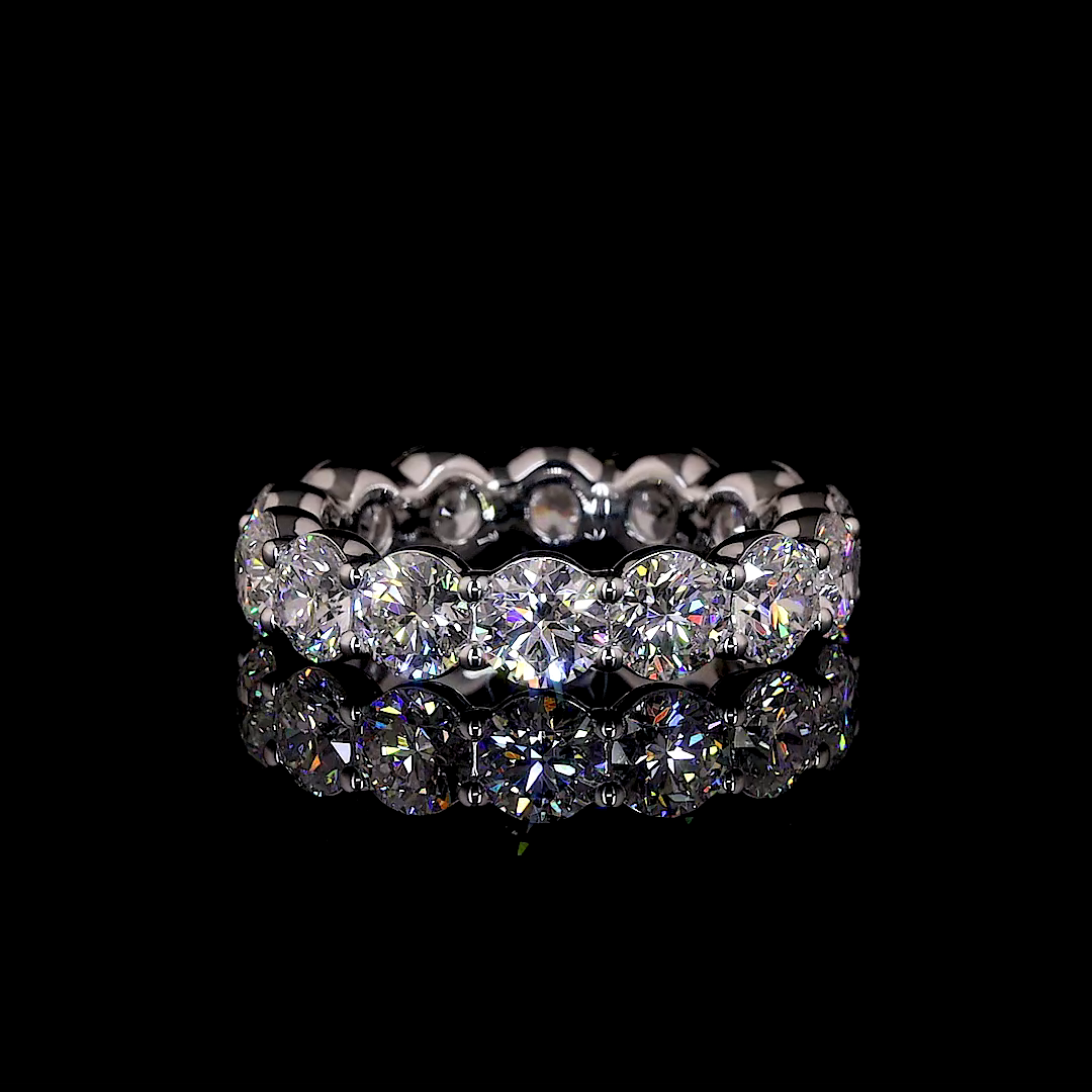 4.65 Total Carats Eternity Band, Brilliant Round Cut, D Color, VS1 Clarity  in 14K White Gold  Model: J374