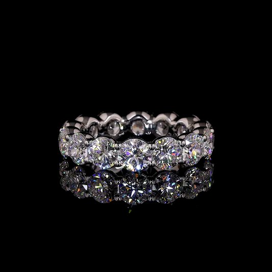 4.65 Total Carats Eternity Band, Brilliant Round Cut, D Color, VS1 Clarity  in 14K White Gold  Model: J374