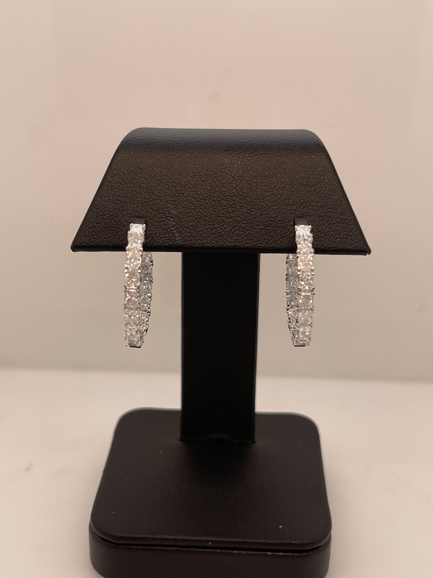 5.56 Total Carats Earring Hoops, Radiant Cut, F Color, VS2 Clarity  in 14K White Gold  Model: J94