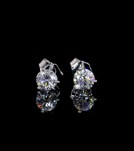 1 Total Carats Earring Martini, Brilliant Round Cut, F Color, VS2 Clarity  in 14K White Gold  Model: J118