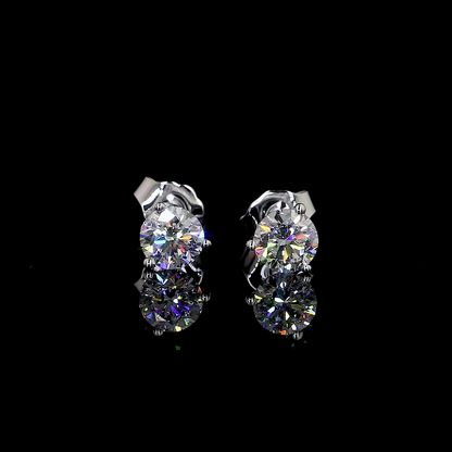 1 Total Carats Earring Martini, Brilliant Round Cut, F Color, VS2 Clarity  in 14K White Gold  Model: J116