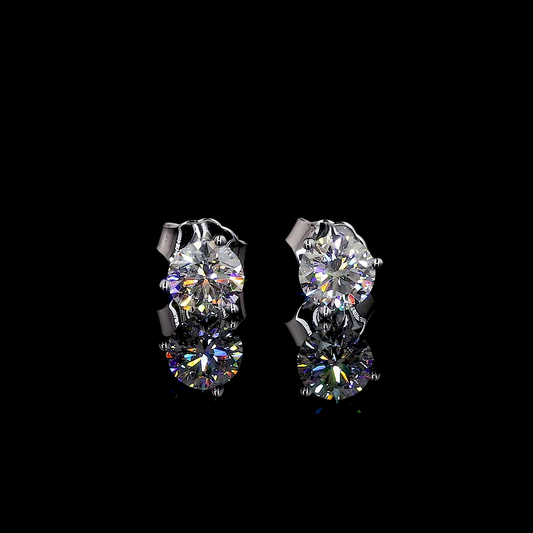 1 Total Carats Earring Martini, Brilliant Round Cut, F Color, VS2 Clarity  in 14K White Gold  Model: J117