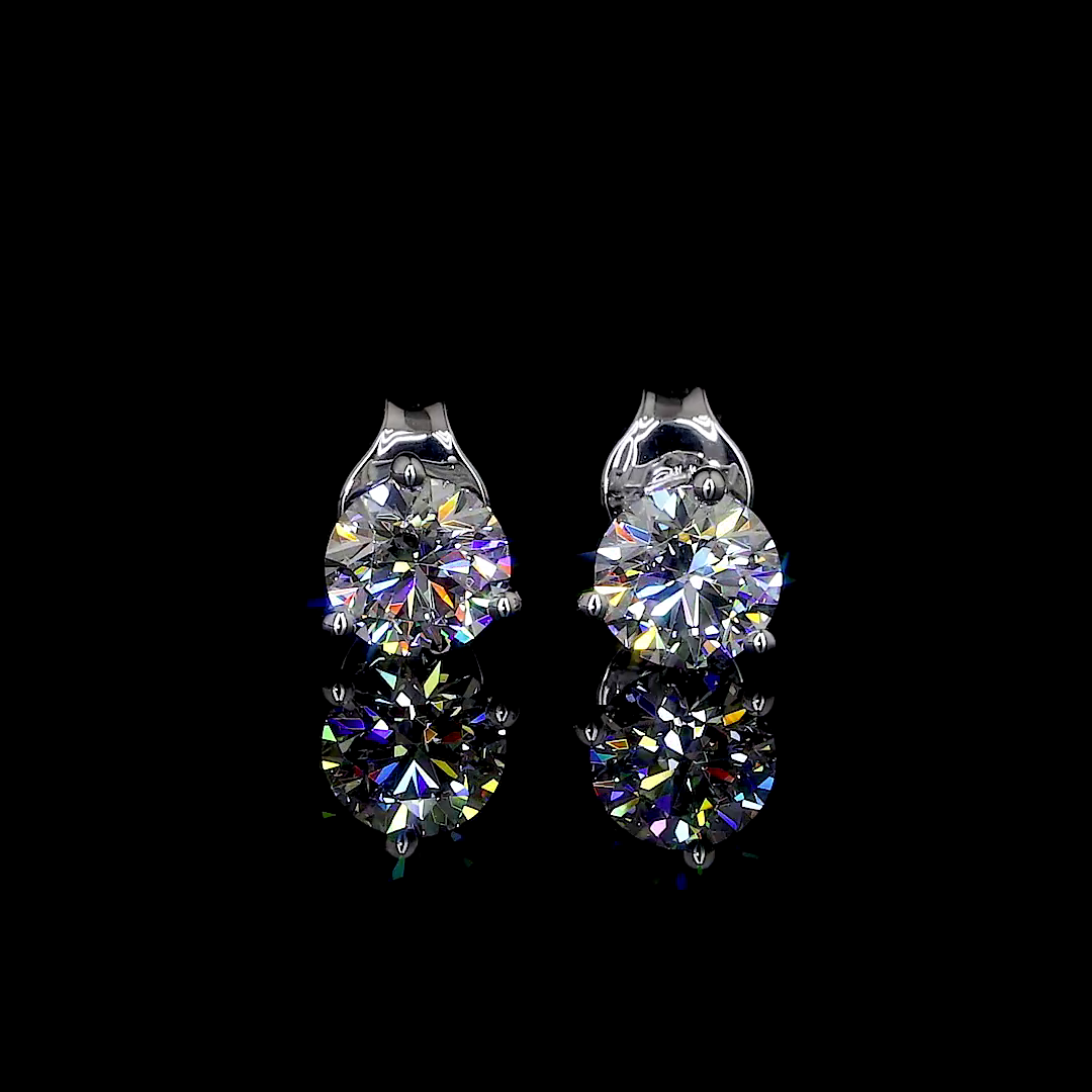 1.53 Total Carats Earring Martini, Brilliant Round Cut, F Color, VS2 Clarity  in 18K White Gold  Model: J203