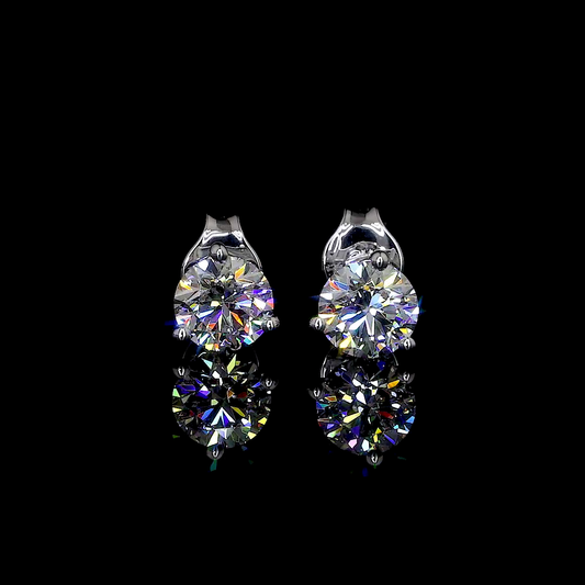 1.46 Total Carats Earring Martini, Brilliant Round Cut, F Color, VS2 Clarity  in 14K White Gold  Model: J150