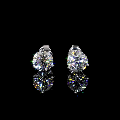 2.15 Total Carats Earring Martini, Brilliant Round Cut, D Color, VVS2 Clarity  in 14K White Gold  Model: J224