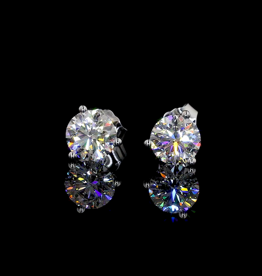 1.5 Total Carats Earring Martini, Brilliant Round Cut, F Color, VS2 Clarity  in 14K White Gold  Model: J189