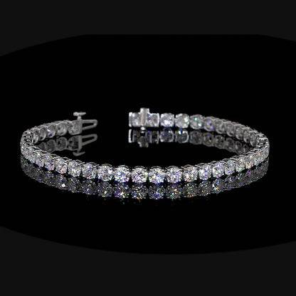 9.18 Total Carats Bracelet Tennis, Brilliant Round Cut, F Color, VS1 Clarity  in 14K White Gold  Model: J11