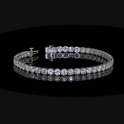 9.2 Total Carats Bracelet Tennis, Brilliant Round Cut, E Color, VS1 Clarity  in 14K White Gold  Model: J12