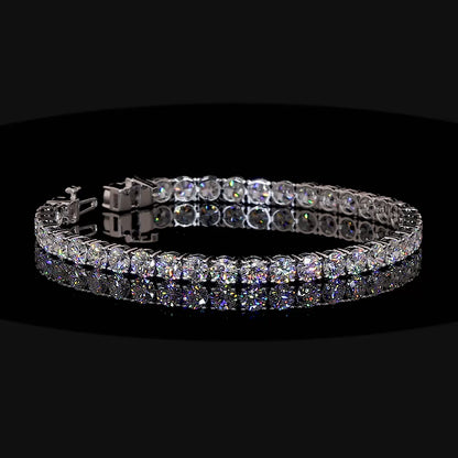 10.05 Total Carats Bracelet Tennis, Brilliant Round Cut, F Color, VS2 Clarity  in 14K White Gold  Model: J15