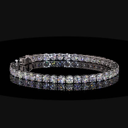 10.11 Total Carats Bracelet Tennis, Brilliant Round Cut, E Color, VS1 Clarity  in 14K White Gold  Model: J16